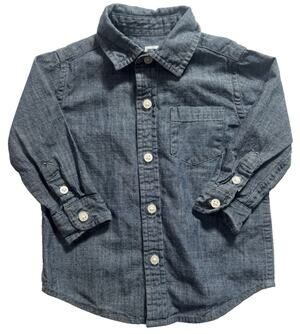 Janie and Jack Baby Boys 6-12M Blue Chambray Button Down Shirt 100% Cotton